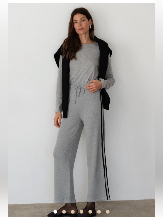 DONNI. Pants - DONNI. Thermal crop waffle stripe track pant heather grey